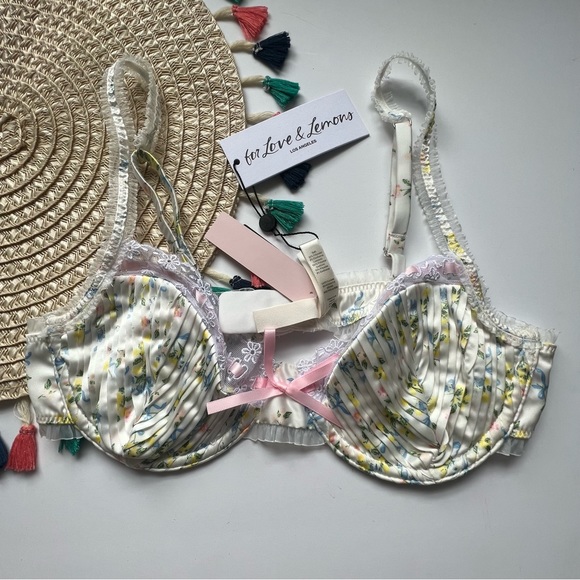 For Love And Lemons Charlotte Bra White Floral Large NEW - Picture 6 of 8